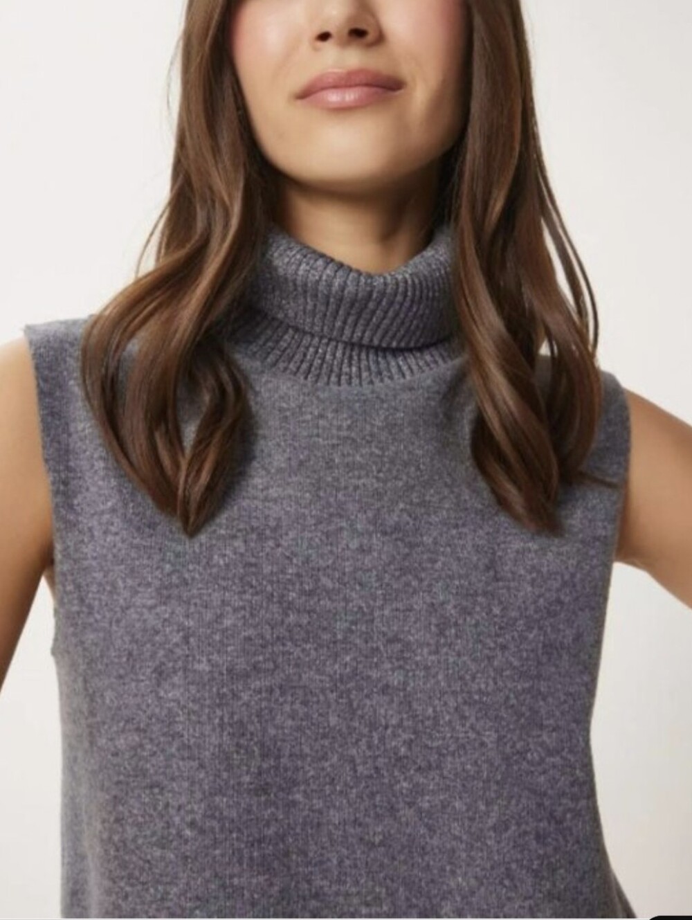 NWT Zara Dark Charcoal Sleeveless Turtleneck Knit Top..SIZE:L
